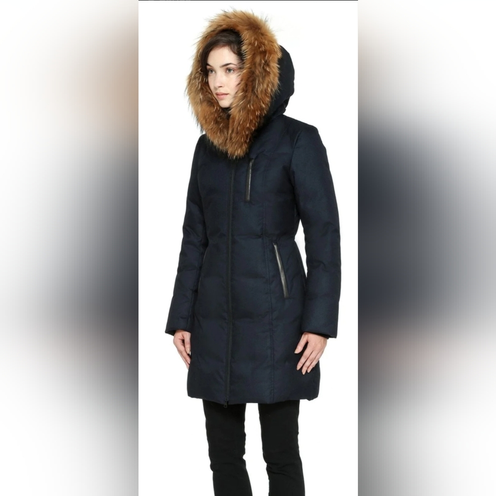 Soia & Kyo Christy fx brushed down coat with fur hood
